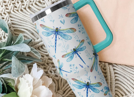 wmvhdiw 30 oz Dragonfly Stainless Steel Tumbler with lid and Straw CoffeeTravel Mug Cup Water Botter, Dragonfly Gifts for Women