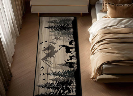 FONOGUXI Rustic Runner Rug 2x6 Hallway Rugs,Deer Cabin Wildlife Vintage Rug