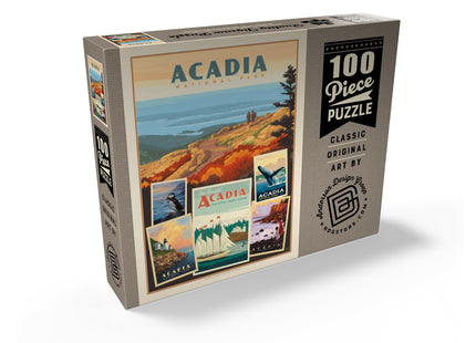 MyPuzzle Acadia National Park: Collage Print, Vintage Poster - Premium 100 Piece Jigsaw Puzzle for Adults