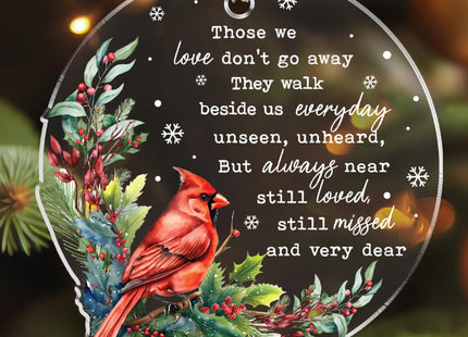 HUNIGIFT Cardinal Christmas Ornaments - Memorial Gifts, Bereavement Gifts - Cardinal Memorial Ornaments for Loss of Loved One - Sympathy Christmas Ornament - Acrylic Ornament