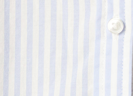 Amazon Essentials Women's Regular-Fit Long-Sleeve Button-Down Cotton Poplin Shirt, Business Casual, French Blue White Stripe, Large