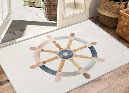 SherAvant Ship Wheel Area Rug - 2x3 Rug - Ship Wheel Rug - Cartoon Rudder Area Rug - Nautical Sea Ocean Rugs - Kids Boys Sailing Carpet - Home Decor