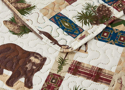 Oliven Rustic Moose Quilt Set King Size Lodge Quilt Lightweight Summer Cabin Bedspread Country Bedding Forest Bear Fish Pine Coverlet Daybed Cover Blanket Woodland Home Decor-Brown White