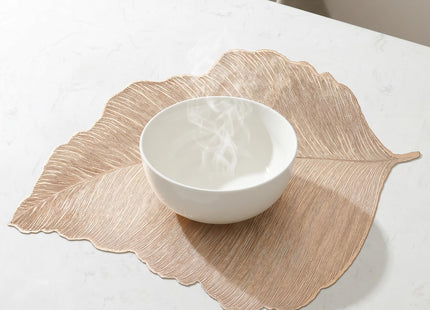 6 PCS Gold Leaf Vinyl Placemats, Nordic Light Luxury Maple Leaf Table Mats