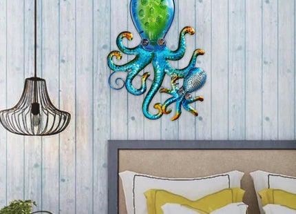 JOYBEE HOME&GARDEN Octopus Wall art Decor-Outdoor Indoor Coastal Hanging Art-Ocean Theme Decor for Patio Backyard Yard Fence pool Bathroom Living room-Costal Decorations(BLUE)