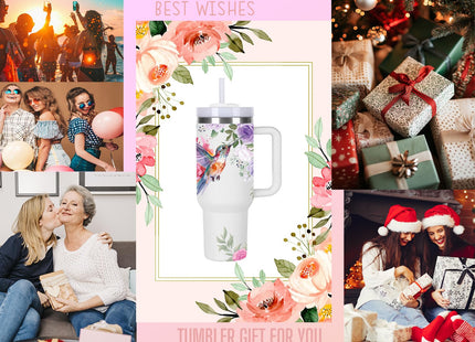momocici 40oz Hummingbird Tumbler with Handle Gifts for Women.Hummingbird Lover Cups Tumbler Gifts for Women.40 oz Birthday Christmas Hummingbird Cup Tumblers for hummingbird lover.