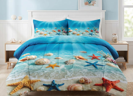 WeCozy Full Comforter Set, 3 Pieces Beach Ocean Bedding Set