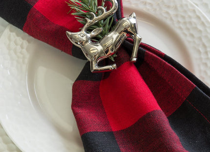 DII Christmas Thanksgiving Holiday Tabletop Décor Collection Decorative Napkin Ring Holder Set, 2.5" Diameter, Silver Reindeer, 6 Piece