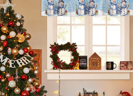 Christmas Valances for Kitchen Windows, Red Buffalo Plaid Xmas Tree Cabin Gnome Elk Valance Rod Pocket Window Curtain for Bathroom Cafe Basement, Farmhouse Small Window Treatment, 42" W x 12" L