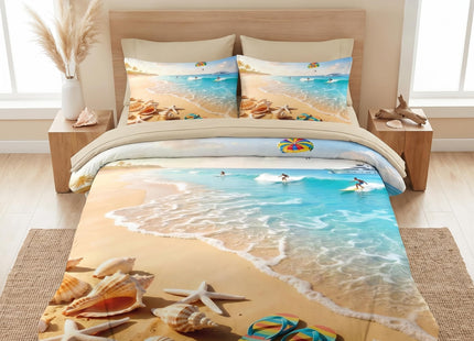 Nesker Queen Comforter Set with Sheets, 7 Pieces Beach Surfing Bedding