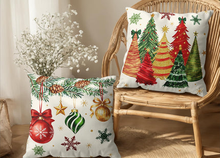 Wnoesat Christmas Tree Snowflake Pine Cone Decorative Pillow Covers