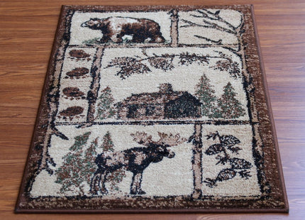 Masada Rugs, Bear Cabin Moose Area Rug (2 Feet x 3 Feet 2 Inch) Mat.