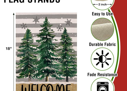 Artofy Welcome Christmas Cardinal Large Decorative House Flag, Xmas Red Bird Pine Cone Needle Yard Garden Outside Decor, Winter Holiday Plaid Burlap Outdoor Home Decoration Double Sided 28 x 40