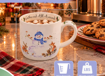 Portmeirion Wrendale Designs"Gathered All Around" Snowman 0.3L Christmas Mug