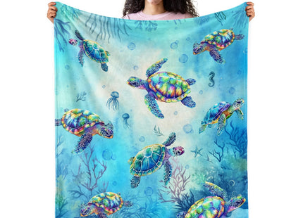 Pertos Turtle Gifts Blanket Sea Turtle Throw Blanket