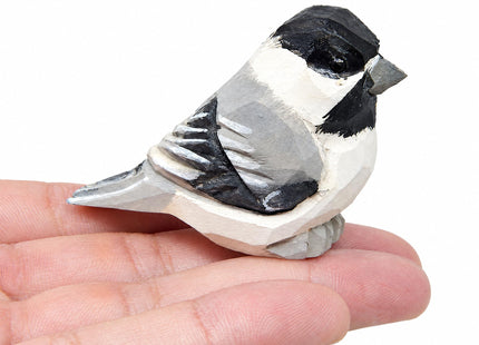 Selsela Hand-Carved Chickadee Figurine -Wooden Black-Capped Songbird Statue, Chick Tit Miniature Chestnut Carolina Handmade Songbird Art for Home Decor & Collectibles Nature-Inspired Gifts