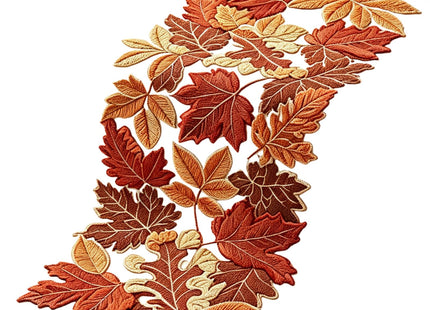Fall Table Runner 13x69 Inches Long Autumn Maple Leaf Embroidered Runner