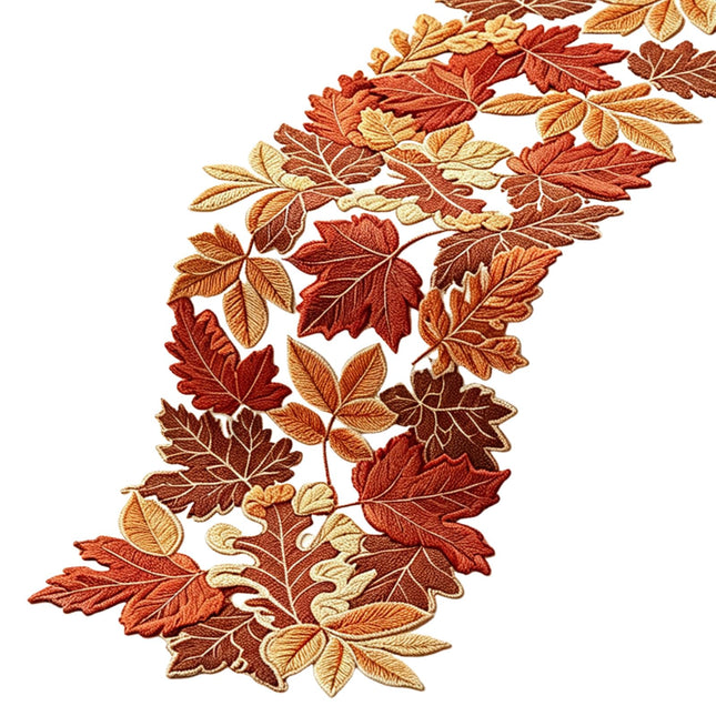 Fall Table Runner 13x69 Inches Long Autumn Maple Leaf Embroidered Runner