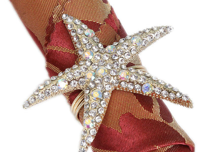 Joyindecor Nautical Starfish Napkin Rings Set of 12, Golden