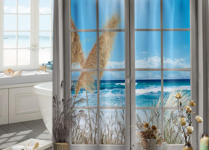 Yieldeer Beach Coastal Ocean Sea Shower Curtain, 60x72 in