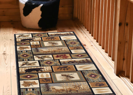 Tayse Northern Wildlife Multi-Color Long 3x10 Hallway Runner Rug for Walkway, Entryway Kitchen Foyer Lodge Cabin Farmhouse Rustic Indoor Carpet,NTR6660