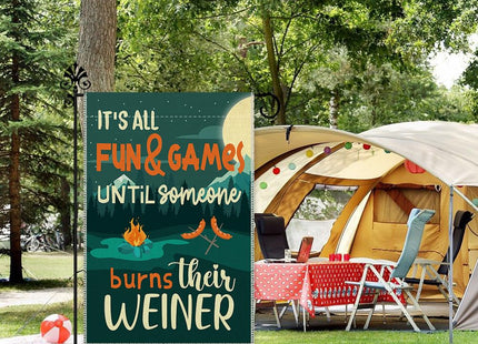 Hafhue Funny Hot Dog Campfire Camping Outdoor Garden Flag 12.5x18 In