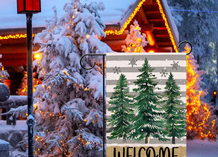 Artofy Welcome Christmas Cardinal Large Decorative House Flag, Xmas Red Bird Pine Cone Needle Yard Garden Outside Decor, Winter Holiday Plaid Burlap Outdoor Home Decoration Double Sided 28 x 40