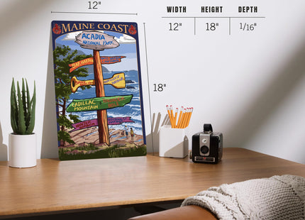 Lantern Press Acadia National Park, Maine, Destinations Sign, 12x18 Inch Aluminum Sign, Indoor or Outdoor Use