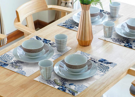 Granbey Coastal Placemats Set of 4 - Nautical Place Mats 12x18 Beach Table Mats Sea Turtle Coral Kitchen Mats for Party Dining Table