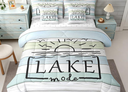 Erosebridal Lake Life Twin Comforter Set with Sheets,Sun Sketch Sunset