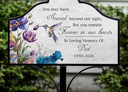 Personalized Hummingbird Memorial Garden Stake, Grave Site Décor