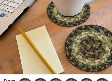 Homespice Pinecone Braided Coasters for Rustic Decor, Round 4" Set of 6