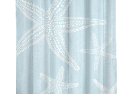 Beachy Shower Curtain Blue Coastal Beach Starfish Nautical 60Wx72L Inch