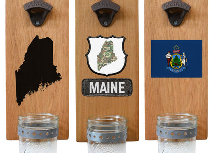 Maine Bottle Opener - State Flag or State Map Graphic - Wall Mounted