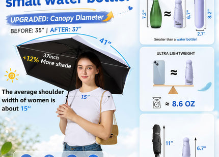BAODINI Mini Travel Umbrella with UV Sun Protection, Compact Pocket-Size