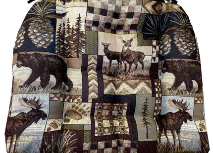 Barnett Home Decor Peters Cabin Dining Chair Pad with Ties - Size Medium 16.5 x 18 - Latex Foam Fill Cushion - Woodlands Rustic Lodge & Lake House Décor (Bear, Moose, Deer, Pine Cones, Waterfowl)