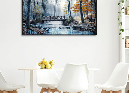 yiijeah Living Room Wall Art - Modern Wall Decor for Bedroom Office Decor Mountain Forest Landscapes Village Bridge Painting Framed Canvas Prints Ready to Hang Pictures Home Decor