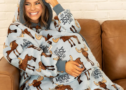 LazyOne Oversized Hoodie, Wearable Blankets for Women and Men (Don't Moose)