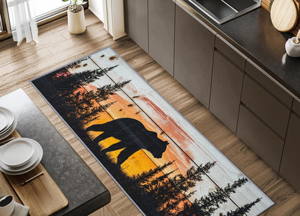 Yoozitrees Bear Runner Rug 2 X 6, Bear Runner Rug, 3x10ft, Rustic Forest Landscape Wildlife Runners for Hallways, Cabin Lodge Farmhouse Runner Rug Non Slip Pet Friendly - Bear Home Decor