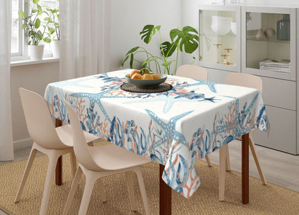 YETTA YANG Coastal Ocean Starfish Nautical Beach Waterproof Picnic Party Rectangle Table Cloth Cover Decorations Fabric 54 X 72 Inches Rectangle Tablecloth Home Dining Room Kitchen Decor