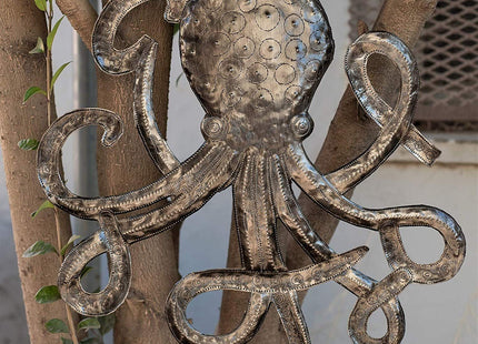 It's Cactus Handcrafted Octopus Sea Wall Hanging Art, Nautical Beach Theme House Decorations, Handmade in Haiti 23 x 23 Inches (Nautical Octopus)