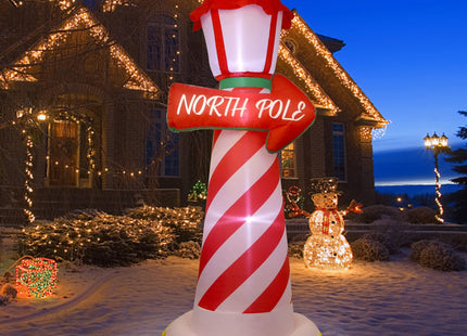 Juegoal 6 FT Christmas Inflatables Outdoor Decorations, Inflatable Xmas Lighthouse, Lighted Blow Up North Pole Sign with Built in LED Lights, Light Up Holiday Winter Lawn Yard Garden Decor