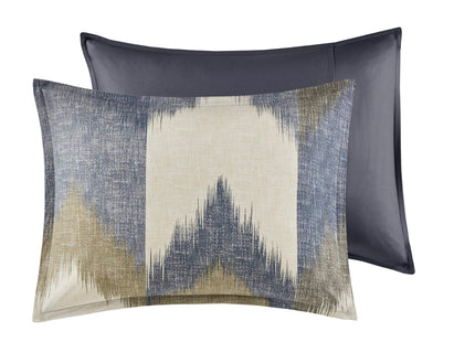 Ink+Ivy Queen Size Comforter Set, Cozy Cotton Comforter, All Season, Lightweight Comforter Queen Bed Set with 2 Matching Shams, Modern Cabin Lodge Ikat Chevron Design, Navy Full/Queen 3 Piece