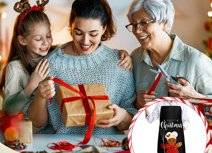 Jecery 2 Pcs Christmas Apron for Women Men Gingerbread,Gingerbread Black