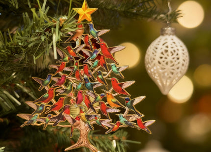 Stacked Hummingbird Christmas Decorations Hummingbird Christmas Ornament, 2D Laser-Cut Iron Metal Decor for Holiday