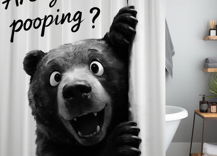 puuiui Extra Tall Shower Curtain XL Funny Black Bear Kids, 70 x 96 Inchs