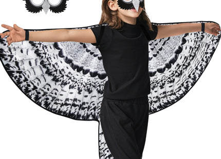Double-Sided Bird Costume Owl Eagle Wings and Mask for Kids (Snowy Owl)