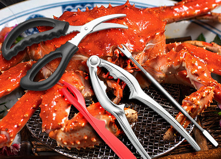 suoundey Seafood Cracker Tool Set With Lobster Sheller Stainless Steel Crab Crackers Crab Leg Fork Seafood Scissors And Storage Bag, Crab Leg Pick Utensils Set Crab Eating Tools (9Pcs)