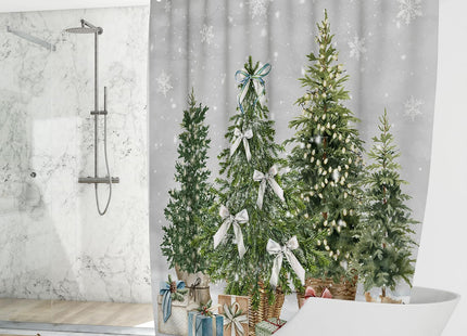 Mocsicka Watercolor Pine Tree Christmas Shower Curtain for Bathroom 71x71in
