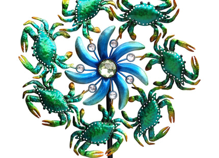COOZZYHOUR 39" Crab Wind Spinners Metal Windmill Garden Stake,Ocean Theme Outdoor Wind Spinner,Wind Sculptures Yard Art Decorations for Patio,Lawn & Garden Decor